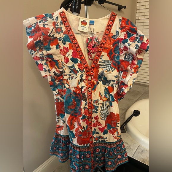 Farm Rio Anthropologie Ruffle-Sleeve Mini Dress - Picture 5 of 7